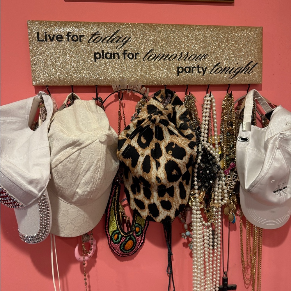 Gold sparkley accessory organizer